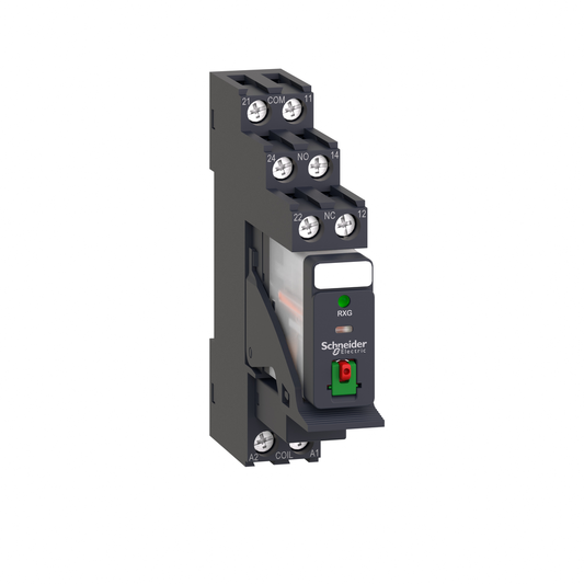 RXG22P7PV - Relé de interfaz enchufable, relés electromecánicos Harmony, preensamblado, 5 A, 2 CO, con LED, botón de prueba bloqueable, 230 V CA