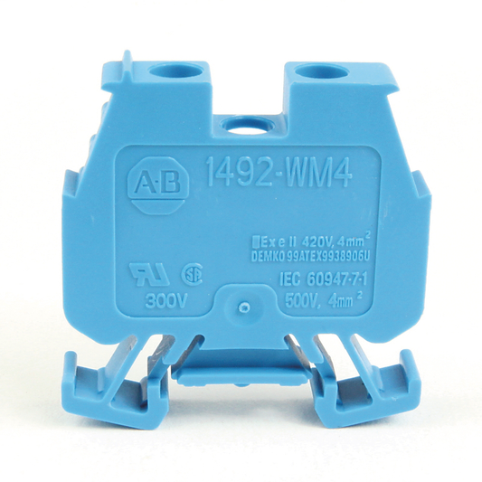 1492-WM4-B - Bloque de terminales IEC 1492-W, minibloque de paso de un circuito, 4 mm (n.° 22 AWG - n.° 10 AWG) o 2,5 mm (n.° 22 AWG - n.° 12 AWG), paso estándar, azul