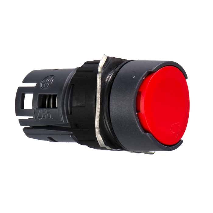 ZB6AA4 - Head for non illuminated push button, Harmony XB6, red flush, 16mm, integral LED, spring return, unmarked