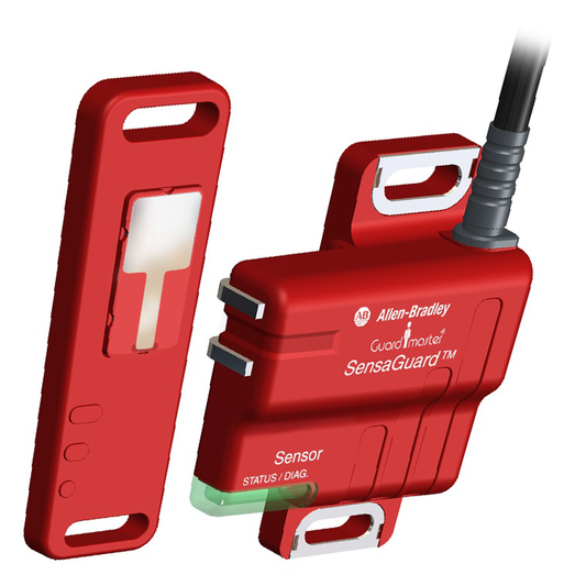 440N-Z21US3PH - SensaGuard, Indicador LED de puerta/diagnóstico, conector flexible de 6 pulgadas con microconector de 8 pines (M12), carcasa de plástico con actuador de contacto integrado con código único, actuador con código único