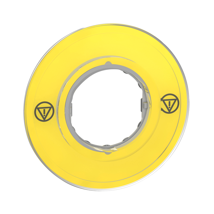 ZBY9121 - Legend holder 60mm for emergency stop switching off push button, Harmony XB4, plastic, yellow, unmarked