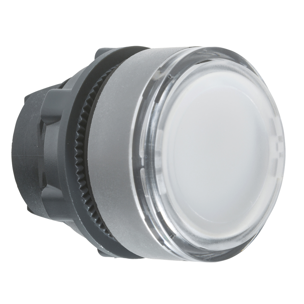 ZB5AH0183C0 - Harmony XB5, Illuminated push button head, plastic, flush, white, Ø22, push-push, integral LED, for insertion of legend, grey bezel
