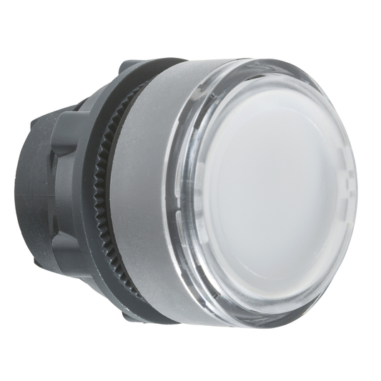 ZB5AH0183C0 - Harmony XB5, Illuminated push button head, plastic, flush, white, Ø22, push-push, integral LED, for insertion of legend, grey bezel