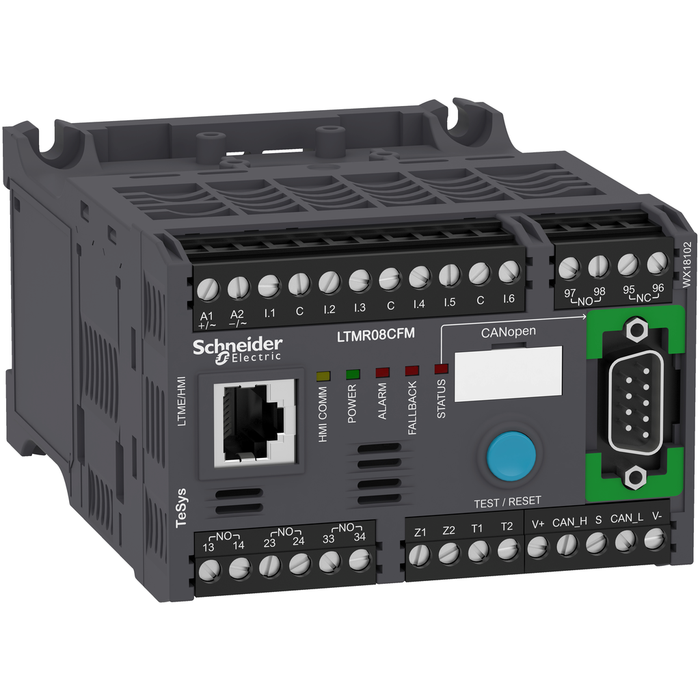 LTMR08CFM - Motor controller, TeSys T, Motor Management, CANopen, 6 logic inputs, 3 relay logic outputs, 0.4 to 8A, 100 to 240VAC