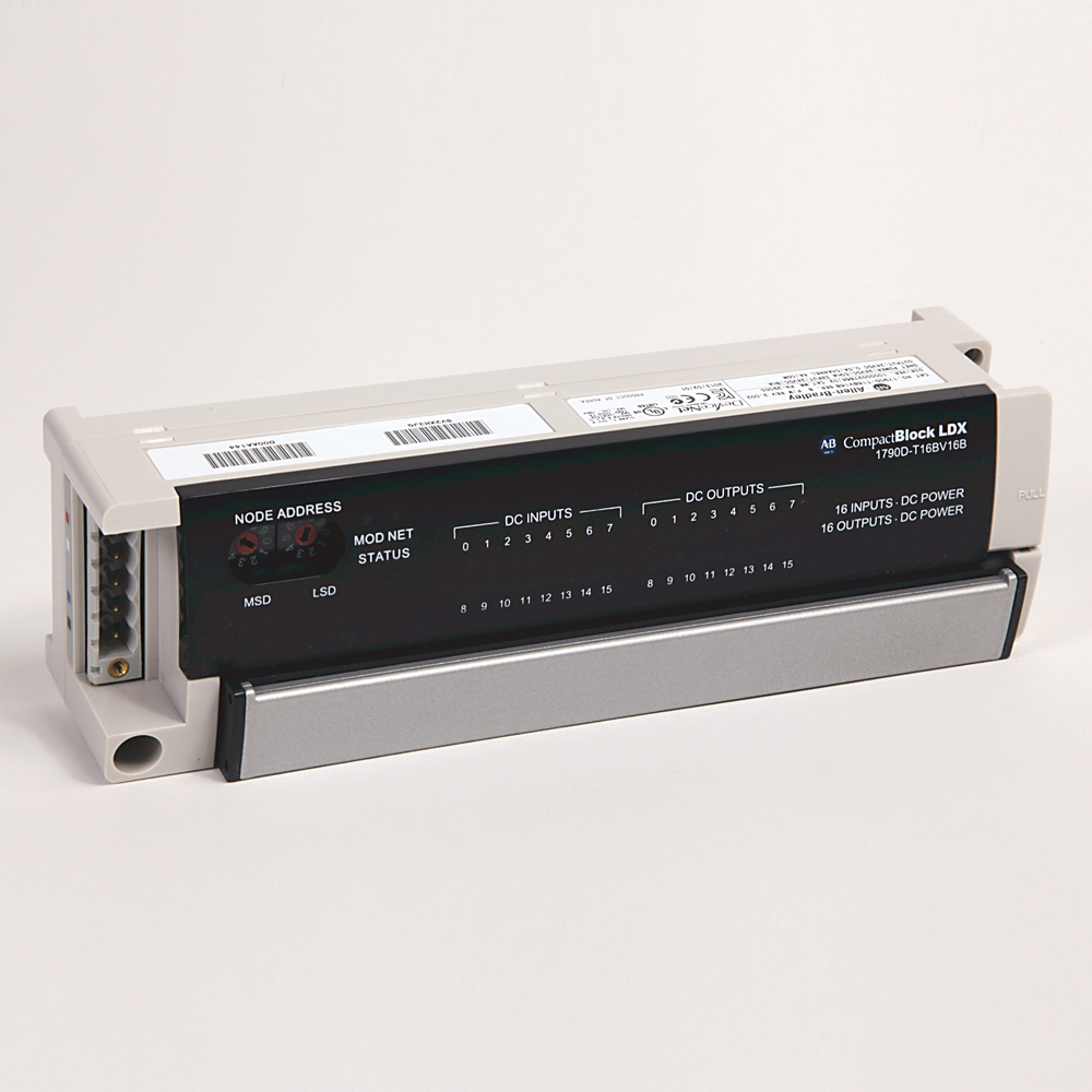 1790D-T16BV16B - DeviceNet LDX, 24VDC, 16 Universal In/16 Source Out Base Block, Screw-clamp