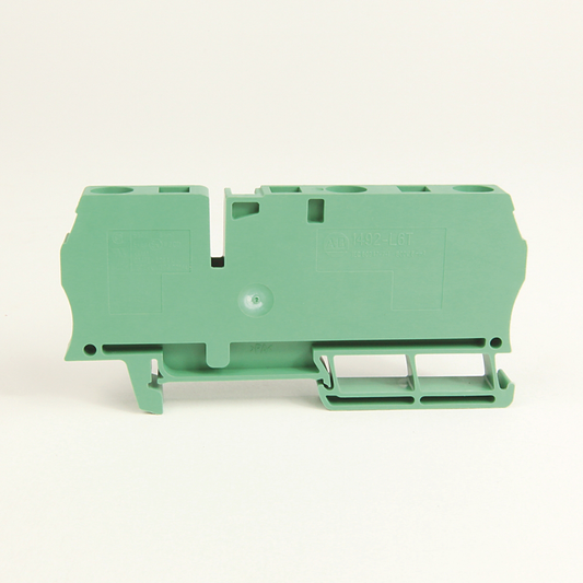 1492-L6T-G - Spring Clamp Terminal Block,One-Circuit Feed-Through Block,6 mm (# 22 AWG - # 10 AWG), 4 mm for H4 block,2 Connection points on one side,Green
