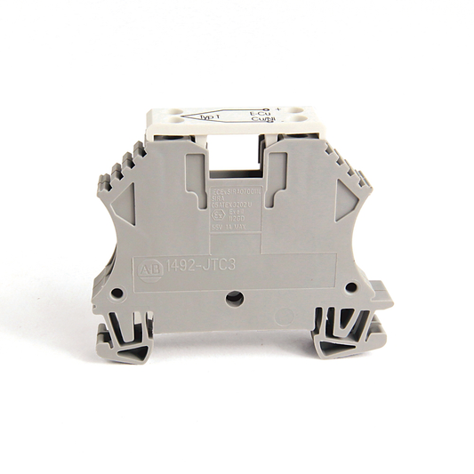 1492-JTC3T - 1492-J IEC Terminal Block, Two-Circuit Thermocouple Block, 2.5 mm (# 24 AWG - # 12 AWG), Type T / 1 E-Copper, 1 Constantan, Gray (Standard)