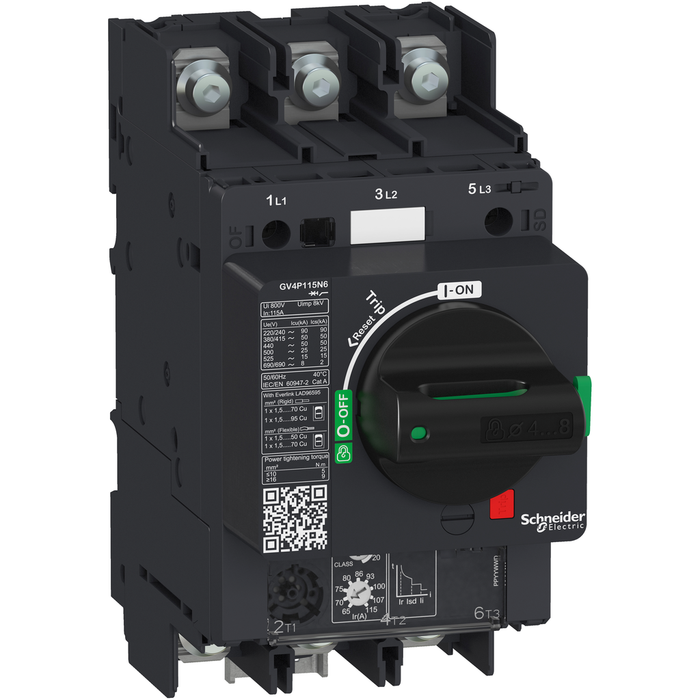 GV4P50N6 - Motor circuit breaker, TeSys GV4, 3P, 50A, Icu 50kA, thermal magnetic, lugs terminals