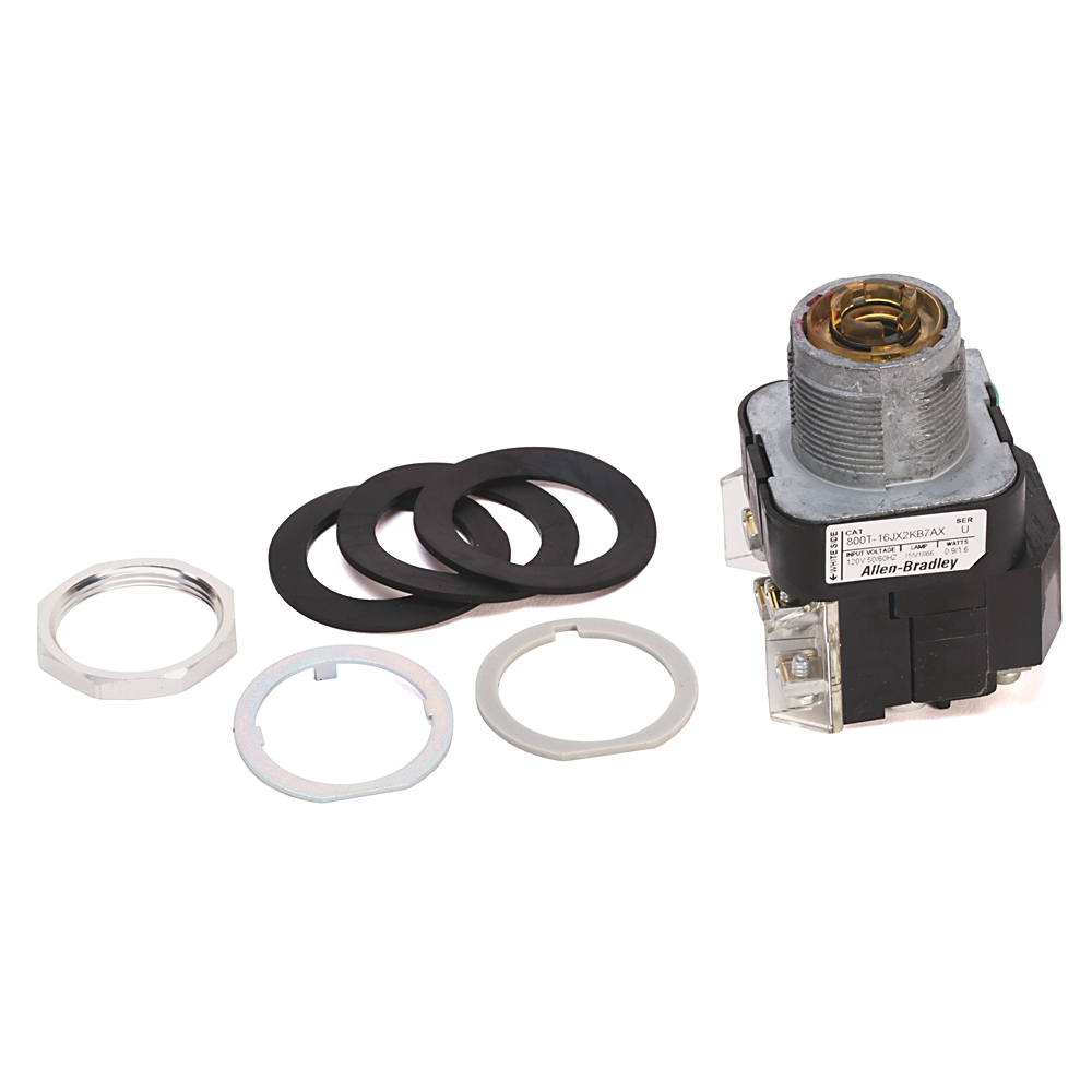 800T-16JX2KB7AX - 30.5mm Type 4/13 Sel. Switch-Illum., 3 Pos.Transformer, 120V AC 50/60 Hz, Std. Knob Maint.