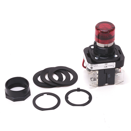 800H-QRT24G - Piloto luminoso tipo 4/4X/13 de 30,5 mm, voltaje completo, pulsador de prueba, incandescente, verde, 24 V CA/CC, 1 NA-1 NC