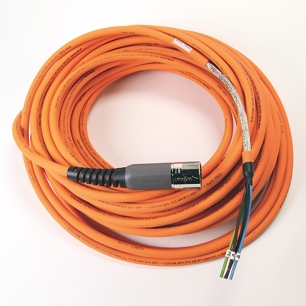 2090-CPWM7DF-14AA25 - SpeedTEC Cable, Motor Power Only, SpeedTec DIN Connector, Drive-end, Flying-lead, 14 AWG, Standard (Non-Flex), 25 Meters