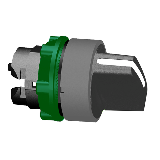 Harmony XB5, Cabezal de selector, plástico, negro, Ø22, 3 posiciones, retorno por resorte al centro, bisel gris