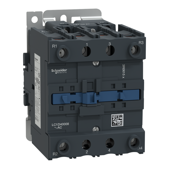 LC1D40008M7 - IEC contactor, TeSys Deca, nonreversing, 60A resistive, 4 pole, 2 NO and 2 NC, 220VAC 50/60Hz coil, open style