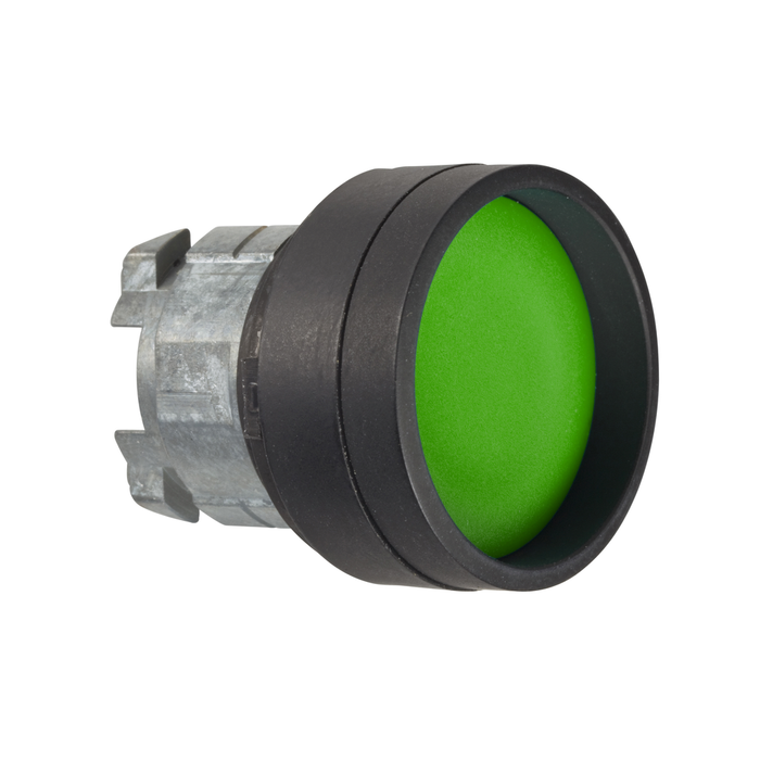 ZB4BA367 - Head for illuminated push button, Harmony XB4, black metal, green recessed, 22mm, spring return, high guard, wunmarked