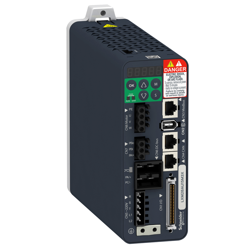 LXM28AU15M3X - Servoaccionamiento de movimiento, Lexium 28, monofásico y trifásico, de 200 a 240 V, 1,5 kW