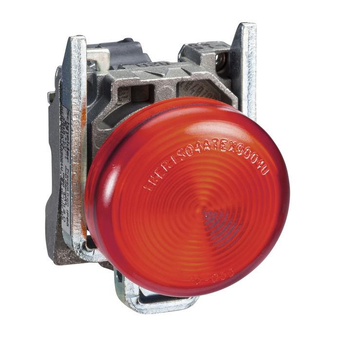 XB4BV64 - Pilot light, Harmony XB4, metal, red, 22mm, plain lens with BA9s bulb, lt 250V