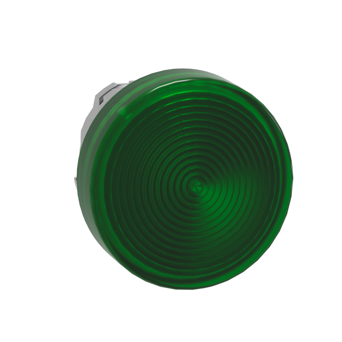 ZB4BV033S - Head for pilot light, Harmony XB4, metal, green, 22mm, universal LED, grooved lens (Qty. 5)