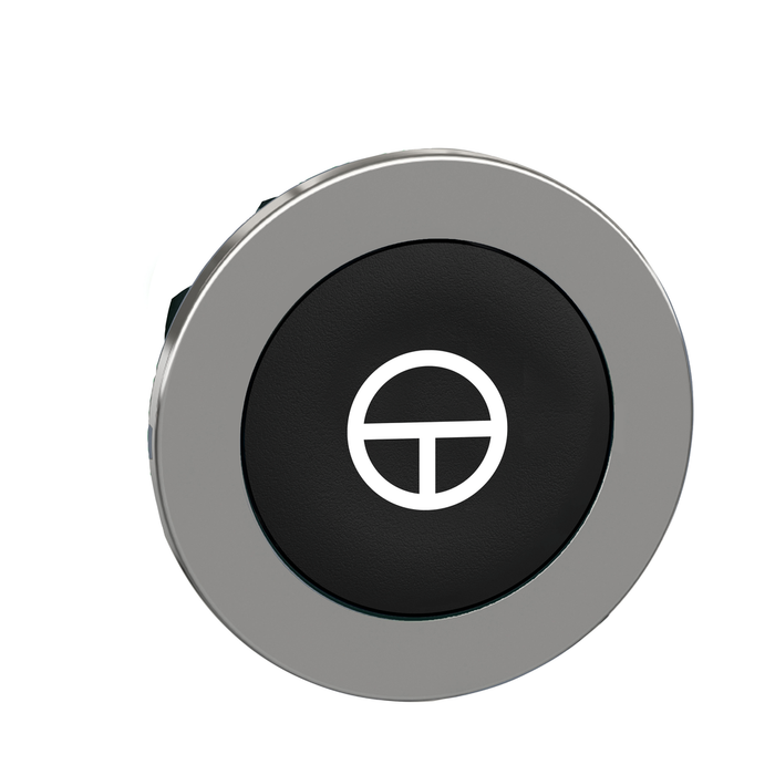 ZB4FA245 - Head for non illuminated push button, Harmony XB4, flush mounted black flush caps pushbutton white marked "T"