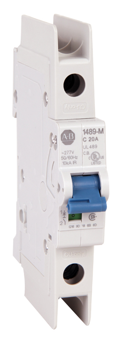 1489-M1D160 - Bulletin 1489 Miniature Circuit Breaker, Standard configuration, AC, 1 Pole Configuration, Trip Curve D, UL/CSA Max. Voltage: 240V AC, 48V DC, IEC/EN Max. Voltage: 230V AC,16 A