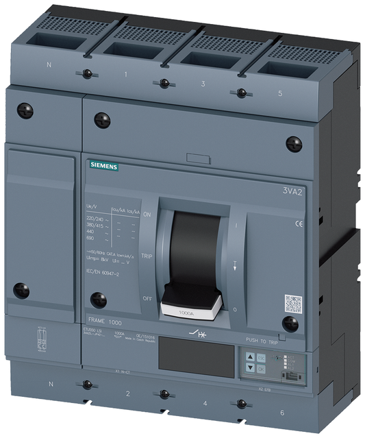 3VA2510-5JP42-0AA0 - BRKR 3VA25 4P 1000A 55KA ETU5-LSI TUERCA