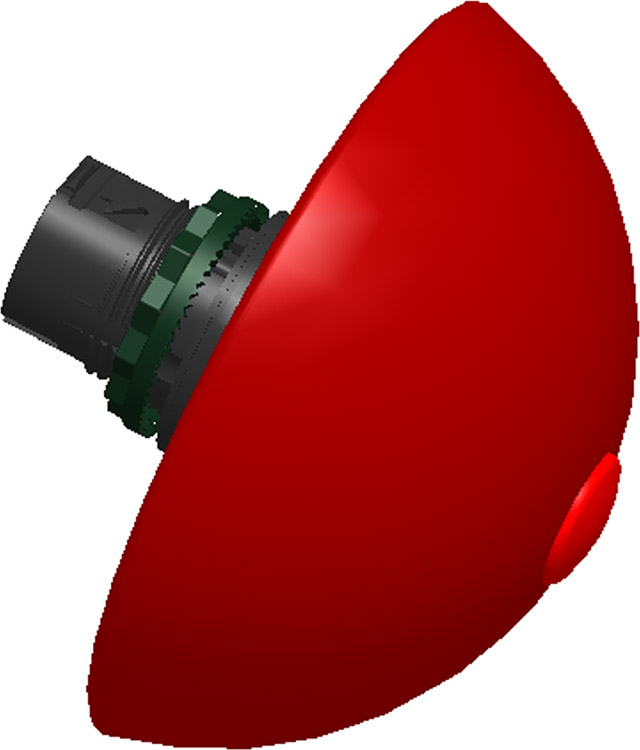 800FP-LMP94 - Operadores tipo hongo iluminados 800F, de empuje y tracción, de media cúpula de 90 mm, redondos de plástico (tipo 4/4X/13, IP66), paquete estándar (cantidad: 1)