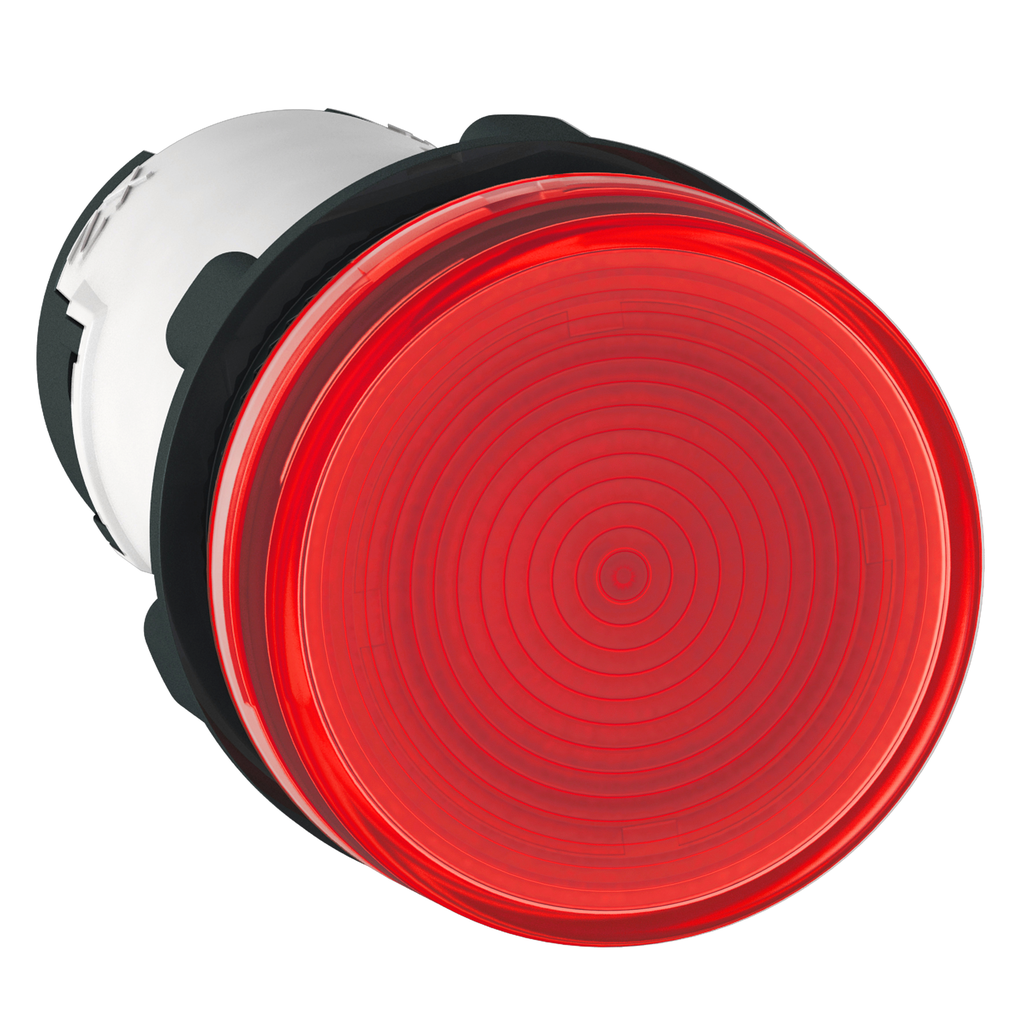 XB7EV64P - Piloto monolítico, Harmony XB7, plástico, rojo, 22 mm, lente lisa para bombilla BA9s, lt 250 V