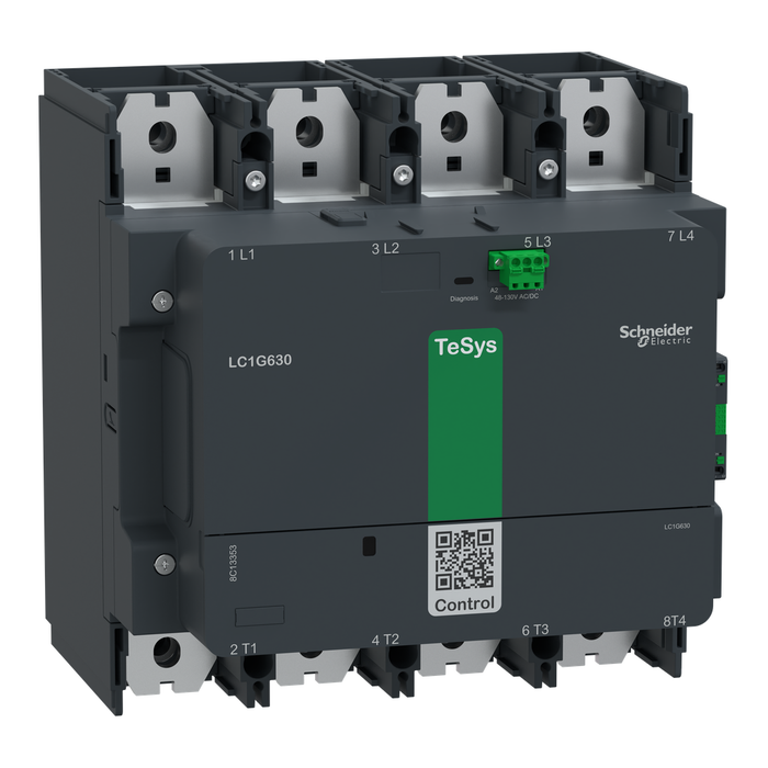 LC1G8004EHEN - Contactor, high power, TeSys Giga 800, 4 pole/NO, AC-1 <=440V 1050A, 48-130VAC/DC coil