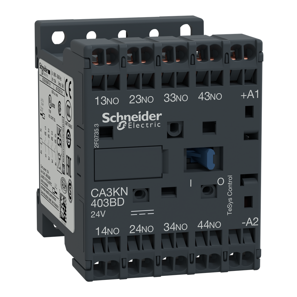 CA3KN403BD - Control relay, TeSys K, 4 NO, lt or eq to 690V, 24VDC standard coil