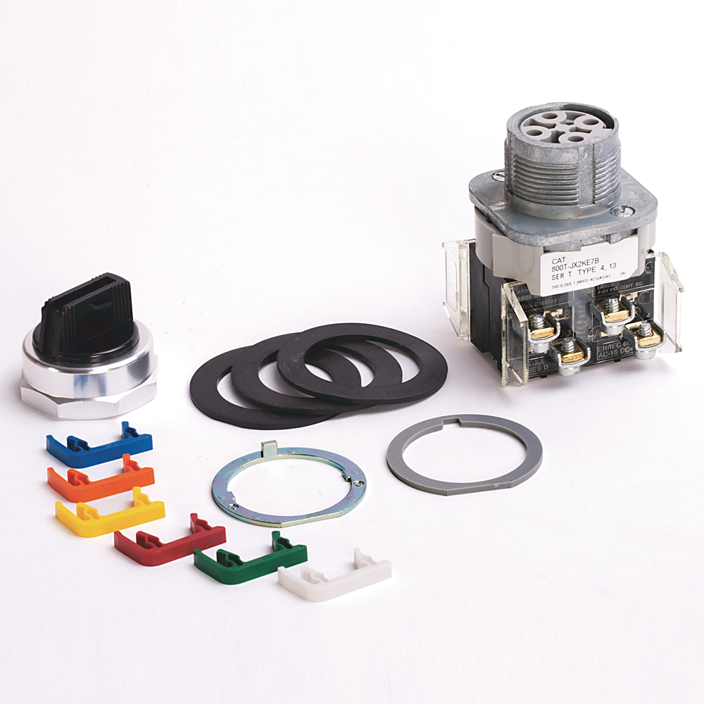 800T 3 posiciones, palanca de perilla/ala, paquete de insertos de color, mantenimiento de perilla estándar, bloques de leva y contacto, 3 posiciones