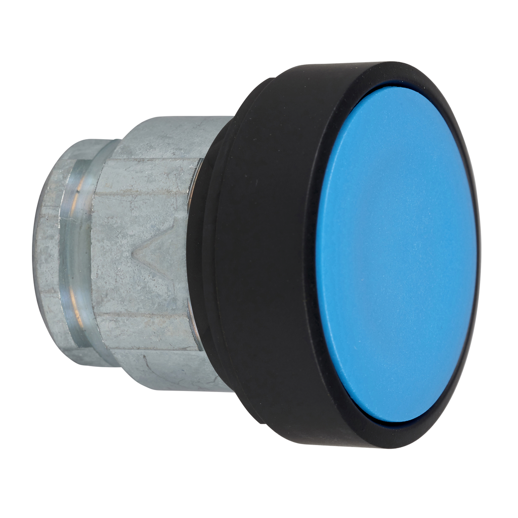 ZB4BA67 - Cabezal para pulsador no iluminado, Harmony XB4, pulsador rasante azul Ø22 mm retorno por resorte sin marcar