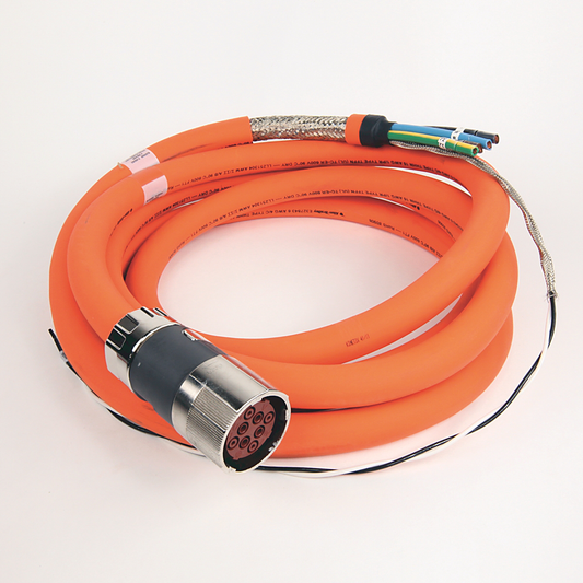 Cable SpeedTEC, alimentación de motor con cables de freno, conector DIN SpeedTec, extremo de accionamiento, cable flexible, 6 AWG, estándar (no flexible), 4 metros