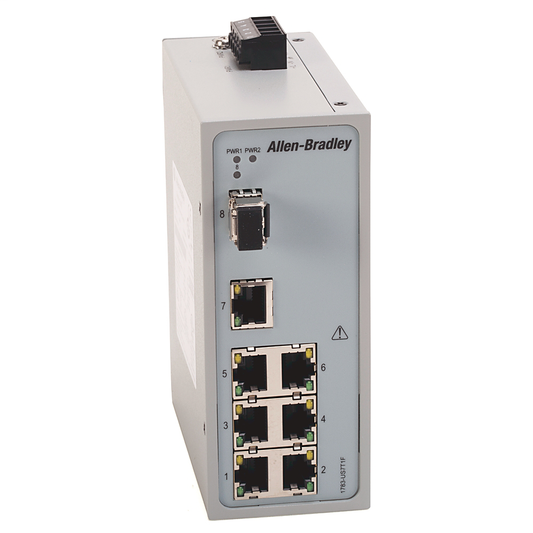 1783-US7T1F - Stratix 2000 Unmanaged switch, 7 copper 10/100 ports, 1 Multimode 100 meg fiber port