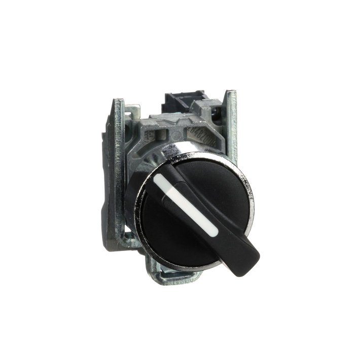 XB4BD41 - Selector switch, Harmony XB4, metal, black, 22mm, 3 positions, spring spring return, 1NO