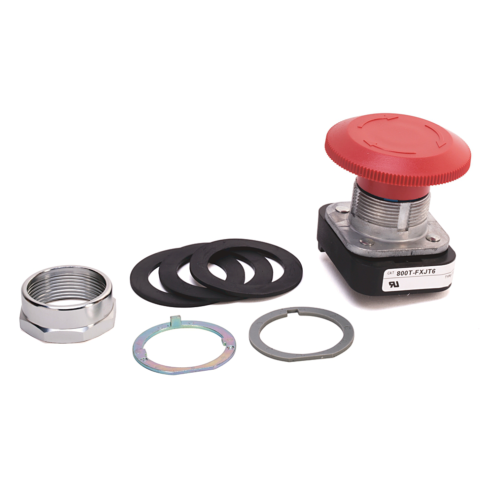 800T-FXJT6B - 30.5mm Type 4/13 2 Pos. PB-Non-Illum., Jumbo Mushroom Hd (Push-Pull/Twist), Red, 2 NO-2 NC