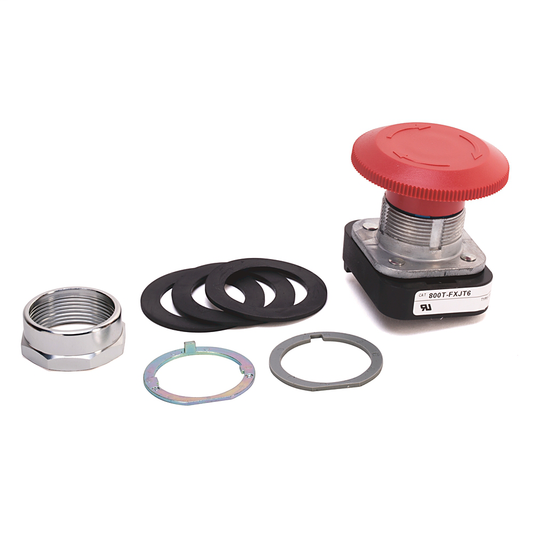 800T-FXJT6B - 30.5mm Type 4/13 2 Pos. PB-Non-Illum., Jumbo Mushroom Hd (Push-Pull/Twist), Red, 2 NO-2 NC