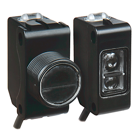 42JS-D2MNA1-Y4 - Sensor fotoeléctrico PHOTOSWITCH, VisiSight, difusión estándar, rojo, CC - 2 salidas LO/DO complementarias, disipador (NPN), conector Pico de 4 pines en cable flexible de 152 mm (6 pulg.)