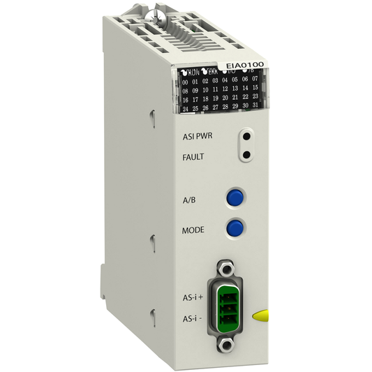 BMXEIA0100 - master module, Modicon X80, upto 62 devices on discrete IO, upto 31 devices on analog IO