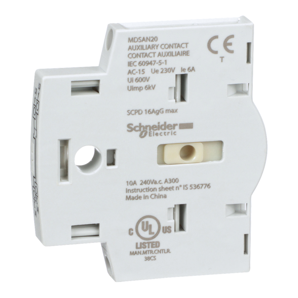 MDSAN20 - Interruptor de desconexión de motor MD, módulo de contacto auxiliar, 2 NA