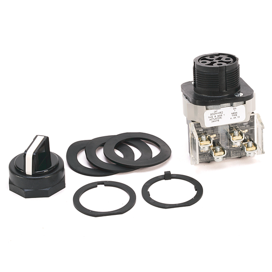 800H-HR2BY - Interruptor de 30,5 mm tipo 4/4X/13, 2 posiciones, sin iluminación, blanco, con perilla de mantenimiento estándar, 2 NA - 2 NC, apilable, sellado