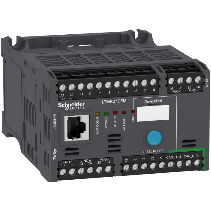 LTMR27DFM - Motor Management, TeSys T, motor controller, DeviceNet, 6 inputs, 3 relay outputs, 1.35 to 27A, 100 to 240 VAC