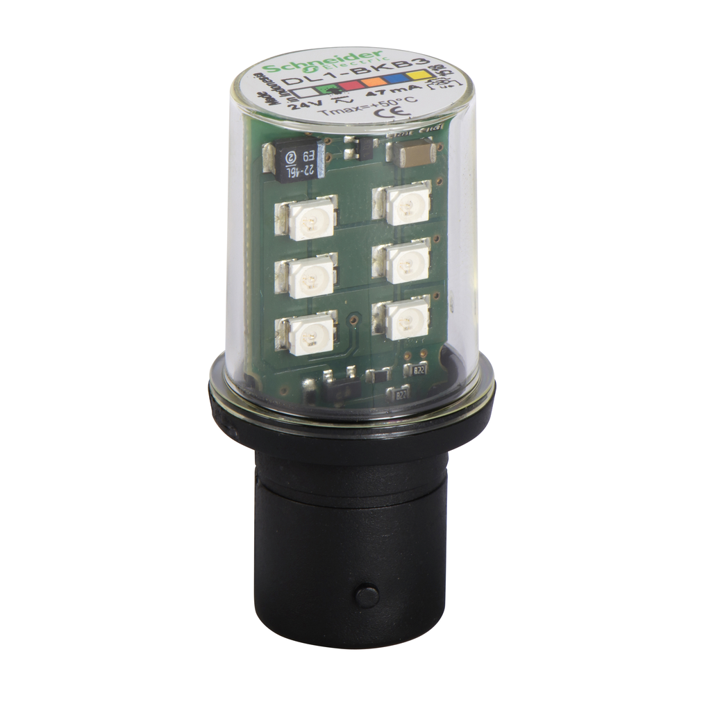 DL1BKB3 - Bombilla LED, Harmony XVB, BA15d, verde, tipo de señalización intermitente, 24 V CA/CC