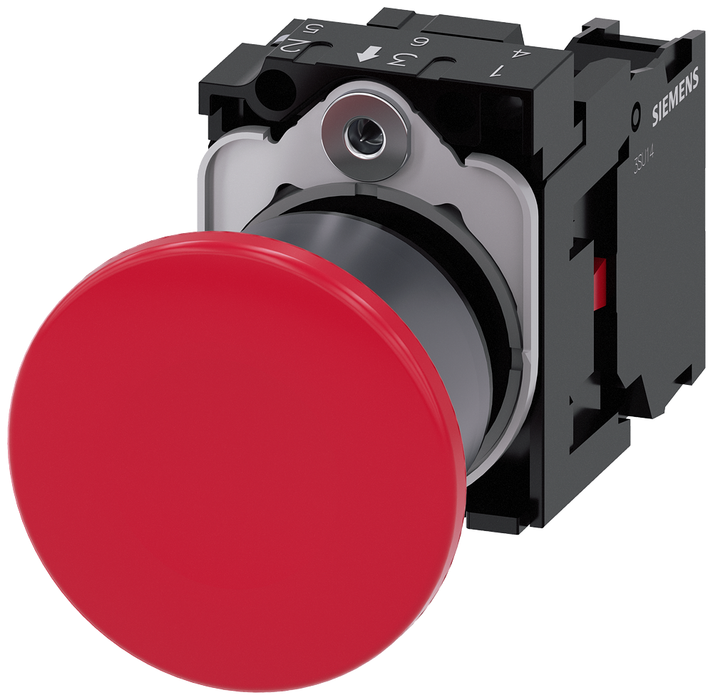 3SU11301BA201CA0 - PUSHBUTTON, PUSH PULL RED, MH CAP Ø 40MM