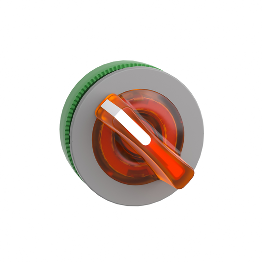 Cabezal para selector iluminado, Harmony XB5, bisel gris, mango naranja, 30 mm, LED universal, 2 posiciones