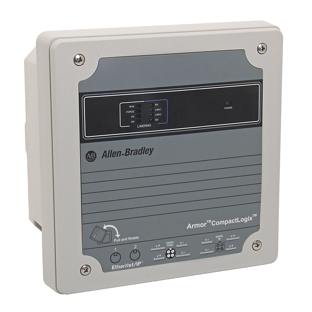 1769-L33ERMO - Armor CompactLogix 5370 On Machine Controller, 2MB Memory, 16 I/O Expansion, 32 Ethernet/IP notes, 8 Axis CIP motion with Kinematics function, IP67, Controllers are shipped with 1GB SD card and support up to 2GB SD card.