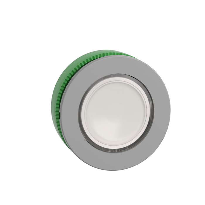 ZB5FW313C0 - Head for illuminated push button, Harmony XB5, grey bezel, white flush mounted, 30mm, universal LED, plain lens