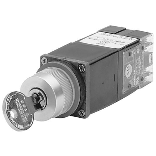 800MR-H33BLA - Selector de 2 posiciones 800MR, sin iluminación, cerradura de cilindro de 2 posiciones, cerradura en ambos lados, código de llave estándar T100, leva B, 1 NA - 1 NC