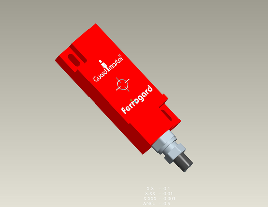 440N-G02085 - Ferrogard, FRS20, interruptor y actuador rectangular de plástico ABS rojo moldeado, 24 V CC (capacidad de conmutación máxima de 1 A), 2 contactos de seguridad NC, cable de 4 m
