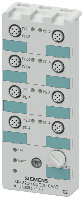 3RK2200-0DQ00-0AA3 - ASI A/B SLAVE, 8 INPUT, IP 67