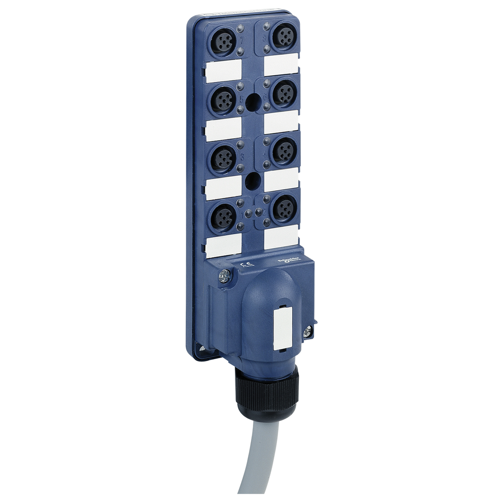ABE9C1280L05 - IP67 passive splitter box - cable 5 m - with 8 channels M12 connector