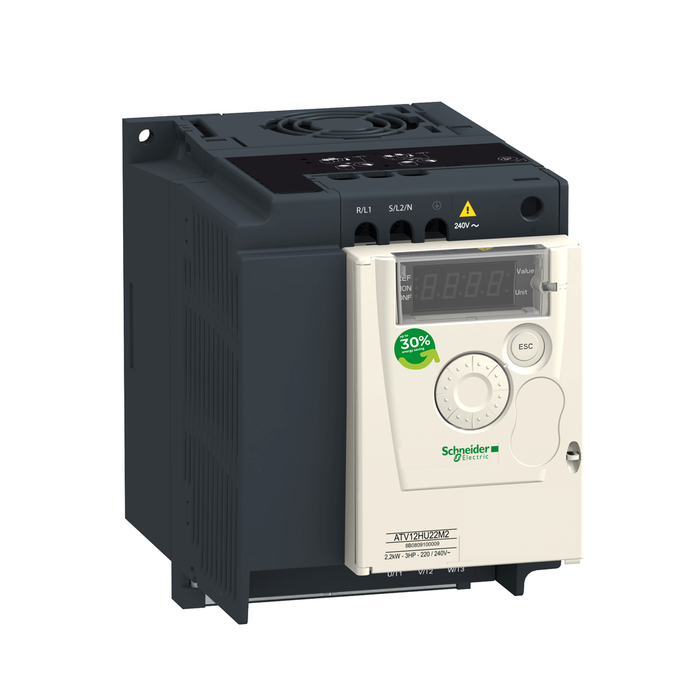 ATV12HU22M2TQ - variable speed drive, Altivar 12, 2.2kW, 3hp, 200 to 240V, 1 phase, with heat sink, lot of 7